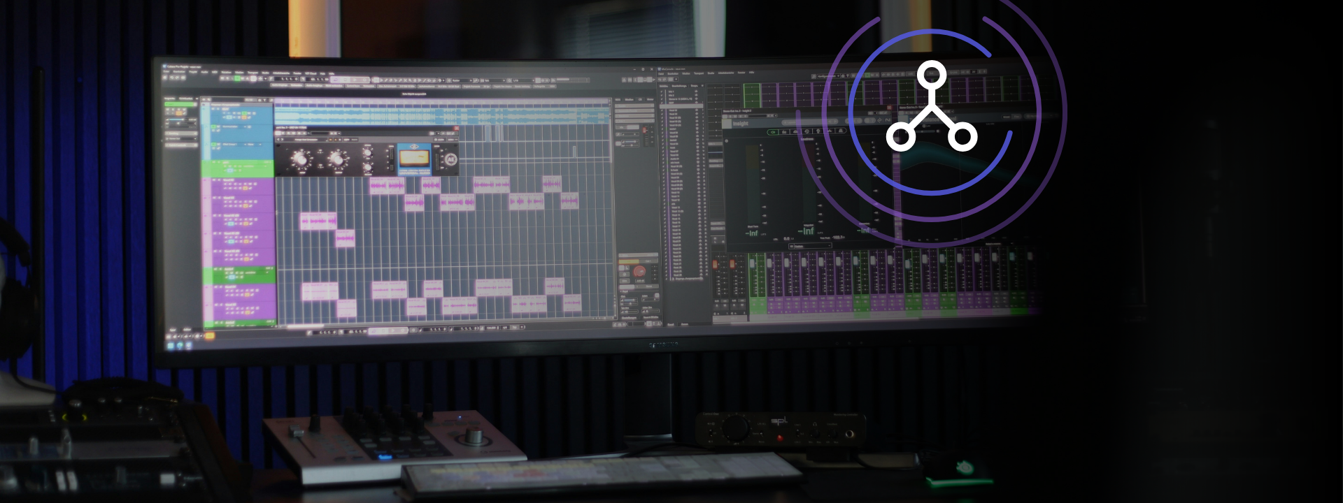 Sound mixing software on a screen